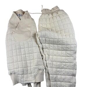 VTG Bjorn Borg Quilted Rhodi Heintz Pants Suit Men's‎ L/LX Ivory Ribbed 1980's